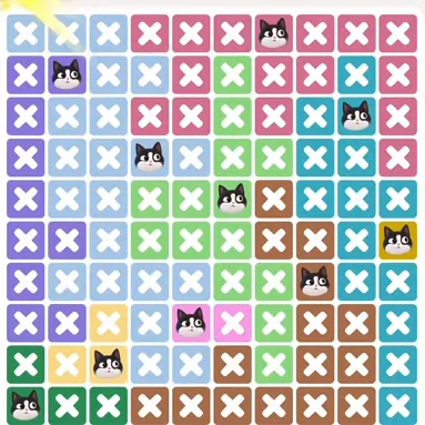 Meowdoku Level 1130 solved board with every cat placed