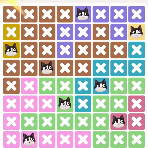 Meowdoku Level 1131 solved board with every cat placed