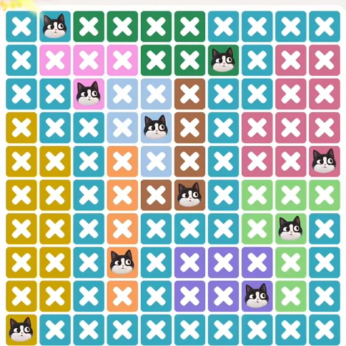 Meowdoku Level 1133 solved board with every cat placed