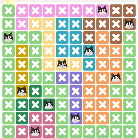 Meowdoku Level 1139 solved board with every cat placed