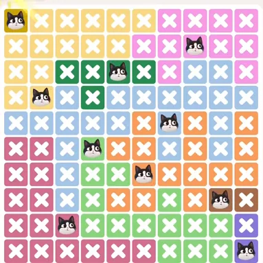 Meowdoku Level 1140 solved board with every cat placed