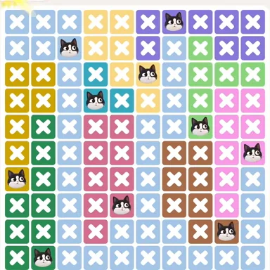 Meowdoku Level 1143 solved board with every cat placed