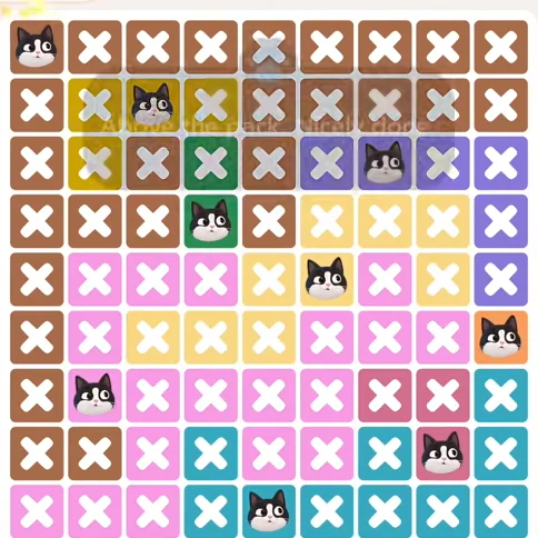 Meowdoku Level 1144 solved board with every cat placed