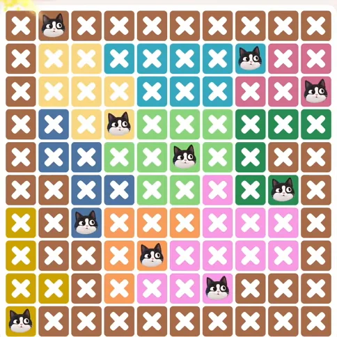 Meowdoku Level 1145 solved board with every cat placed