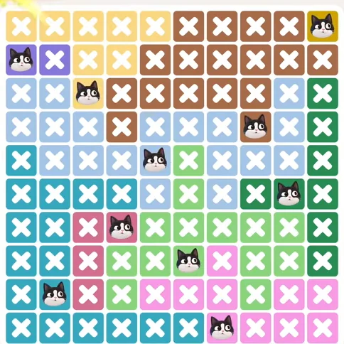 Meowdoku Level 1146 solved board with every cat placed