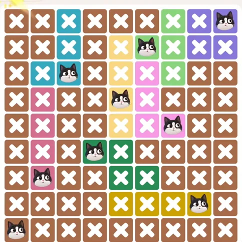 Meowdoku Level 1147 solved board with every cat placed