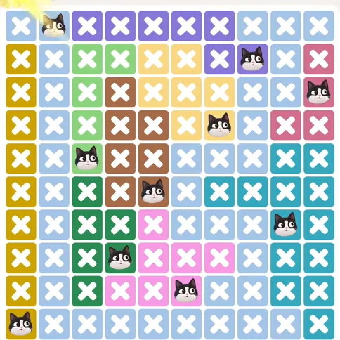 Meowdoku Level 1148 solved board with every cat placed