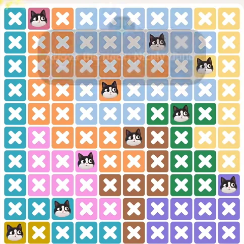 Meowdoku Level 1152 solved board with every cat placed