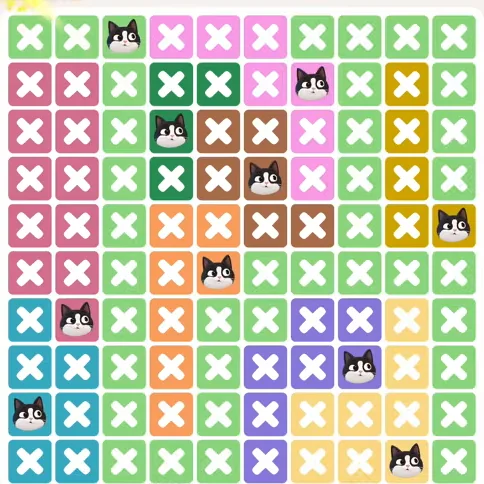 Meowdoku Level 1153 solved board with every cat placed