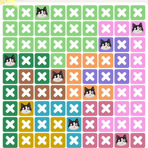Meowdoku Level 1154 solved board with every cat placed