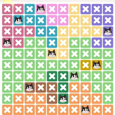 Meowdoku Level 1155 solved board with every cat placed