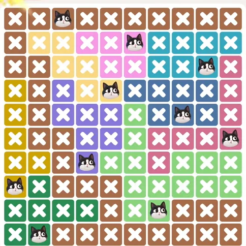 Meowdoku Level 1158 solved board with every cat placed