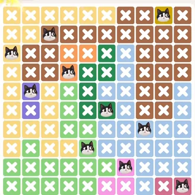 Meowdoku Level 1160 solved board with every cat placed