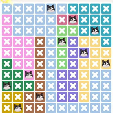 Meowdoku Level 1162 solved board with every cat placed