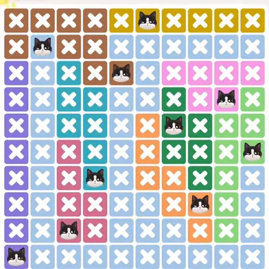 Meowdoku Level 1165 solved board with every cat placed
