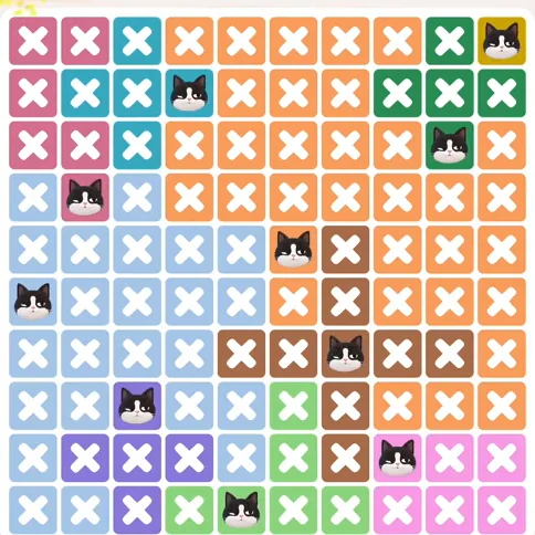 Meowdoku Level 1169 solved board with every cat placed