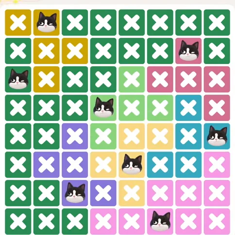 Meowdoku Level 1171 solved board with every cat placed