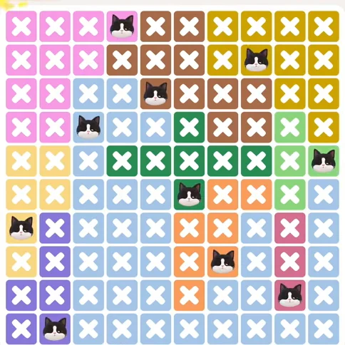 Meowdoku Level 1176 solved board with every cat placed