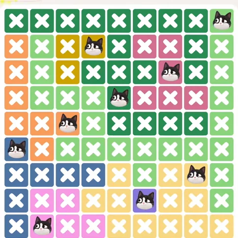 Meowdoku Level 1177 solved board with every cat placed