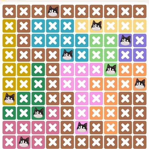 Meowdoku Level 1179 solved board with every cat placed