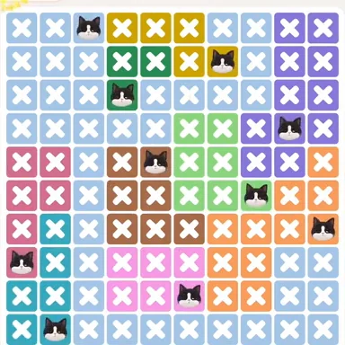 Meowdoku Level 1189 solved board with every cat placed