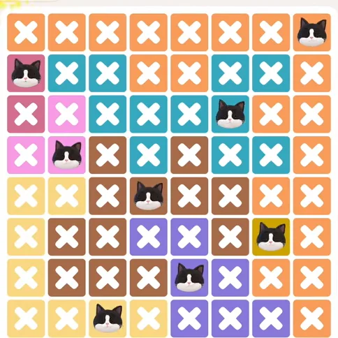 Meowdoku Level 1191 solved board with every cat placed