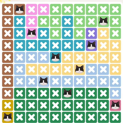 Meowdoku Level 1192 solved board with every cat placed