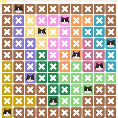 Meowdoku Level 1193 solved board with every cat placed