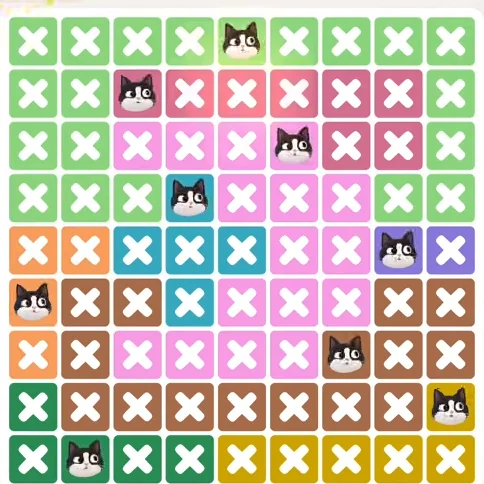 Meowdoku Level 1194 solved board with every cat placed