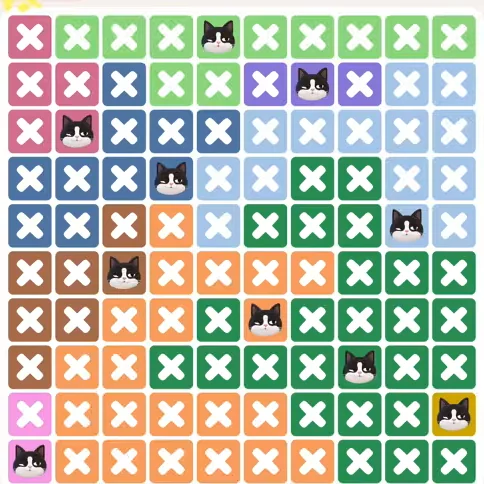 Meowdoku Level 1198 solved board with every cat placed