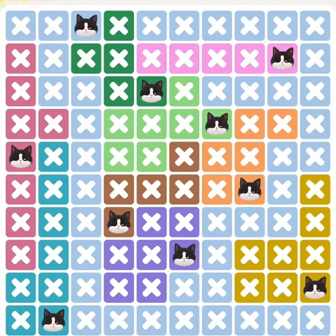Meowdoku Level 1199 solved board with every cat placed