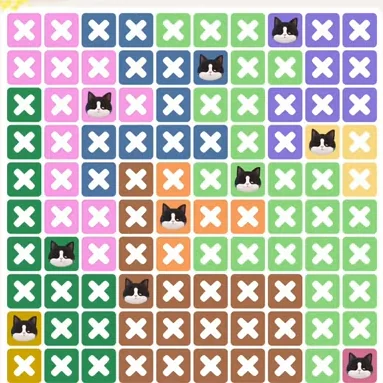 Meowdoku Level 1200 solved board with every cat placed