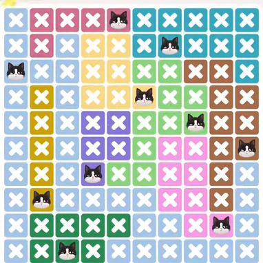 Meowdoku Level 1202 solved board with every cat placed