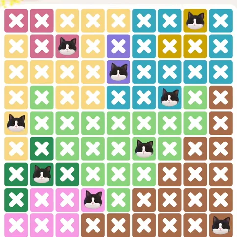 Meowdoku Level 1204 solved board with every cat placed