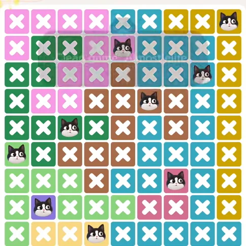 Meowdoku Level 1207 solved board with every cat placed