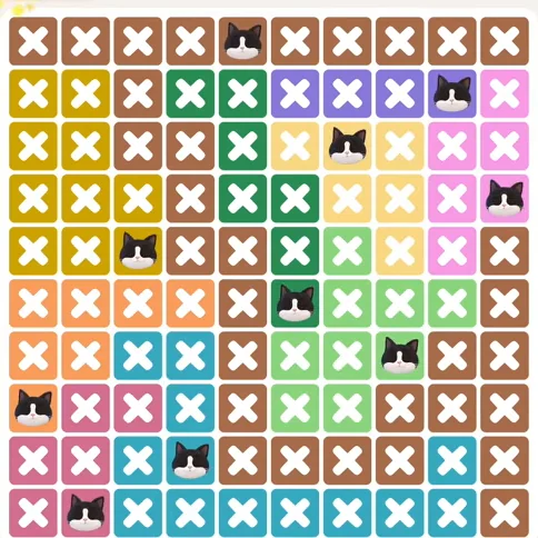 Meowdoku Level 1209 solved board with every cat placed
