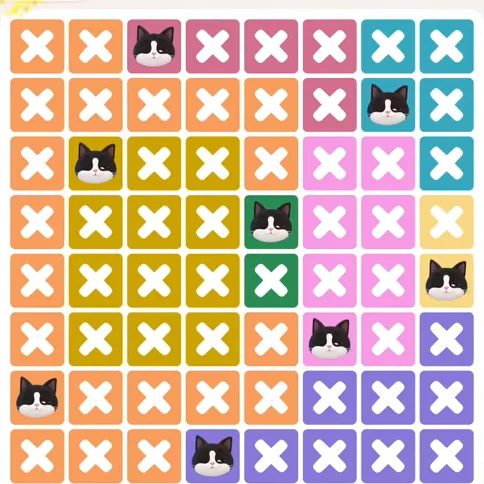 Meowdoku Level 1211 solved board with every cat placed