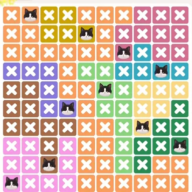 Meowdoku Level 1215 solved board with every cat placed