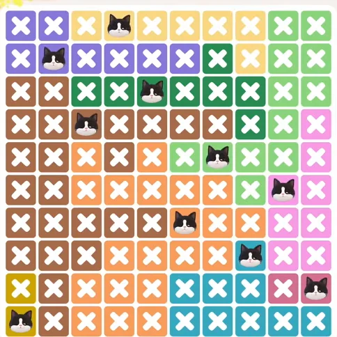 Meowdoku Level 1230 solved board with every cat placed