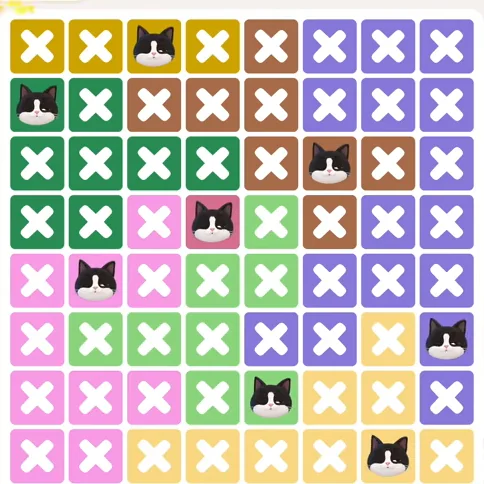Meowdoku Level 1231 solved board with every cat placed