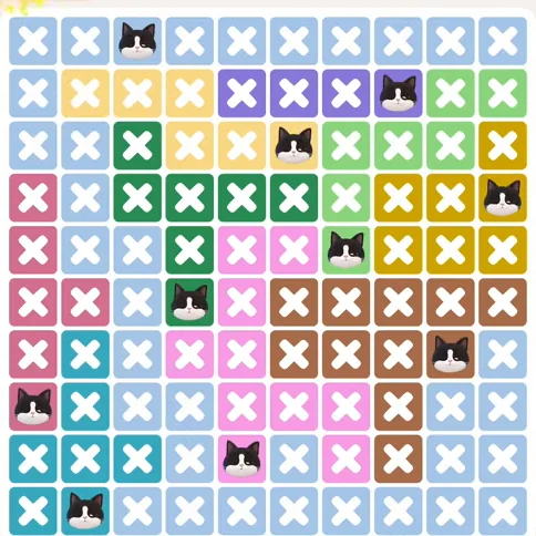 Meowdoku Level 1236 solved board with every cat placed