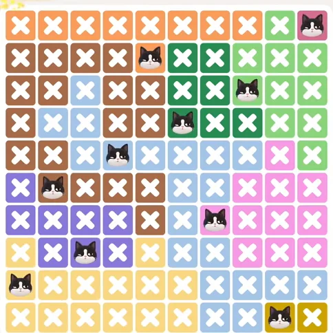 Meowdoku Level 1245 solved board with every cat placed