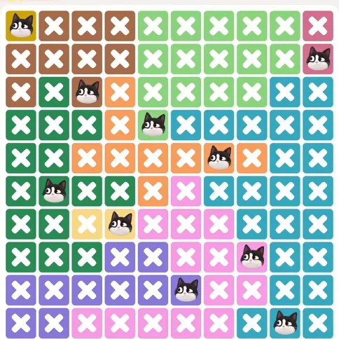 Meowdoku Level 1246 solved board with every cat placed