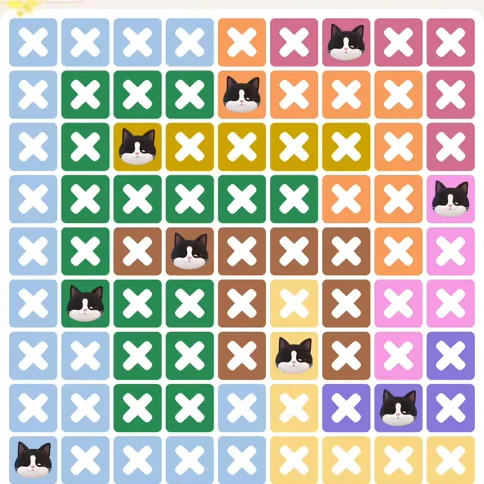 Meowdoku Level 1257 solved board with every cat placed