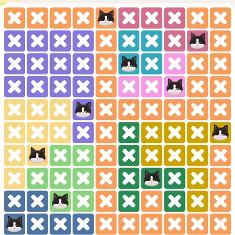 Meowdoku Level 1259 solved board with every cat placed