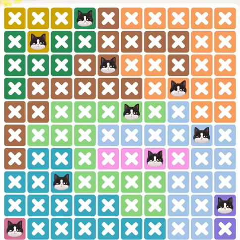 Meowdoku Level 1260 solved board with every cat placed