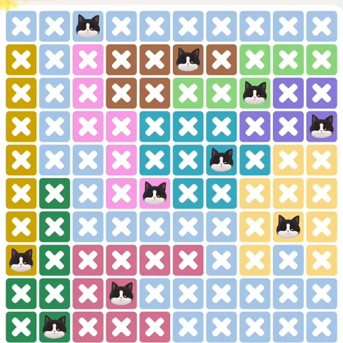 Meowdoku Level 1263 solved board with every cat placed