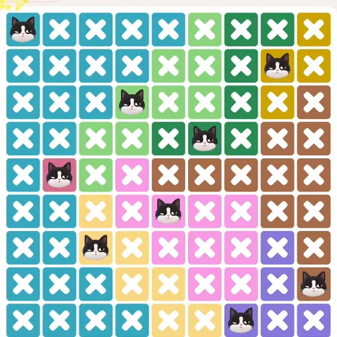 Meowdoku Level 1267 solved board with every cat placed