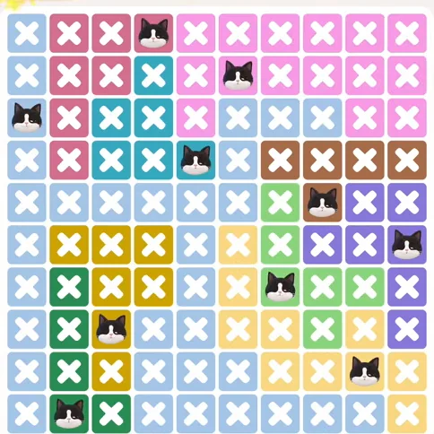 Meowdoku Level 1269 solved board with every cat placed