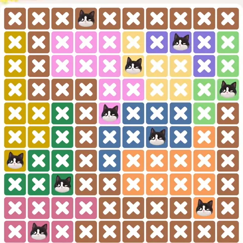 Meowdoku Level 1278 solved board with every cat placed